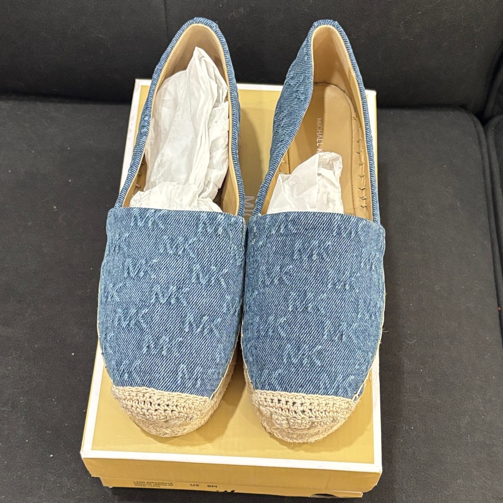 michael kors denim platform loafers